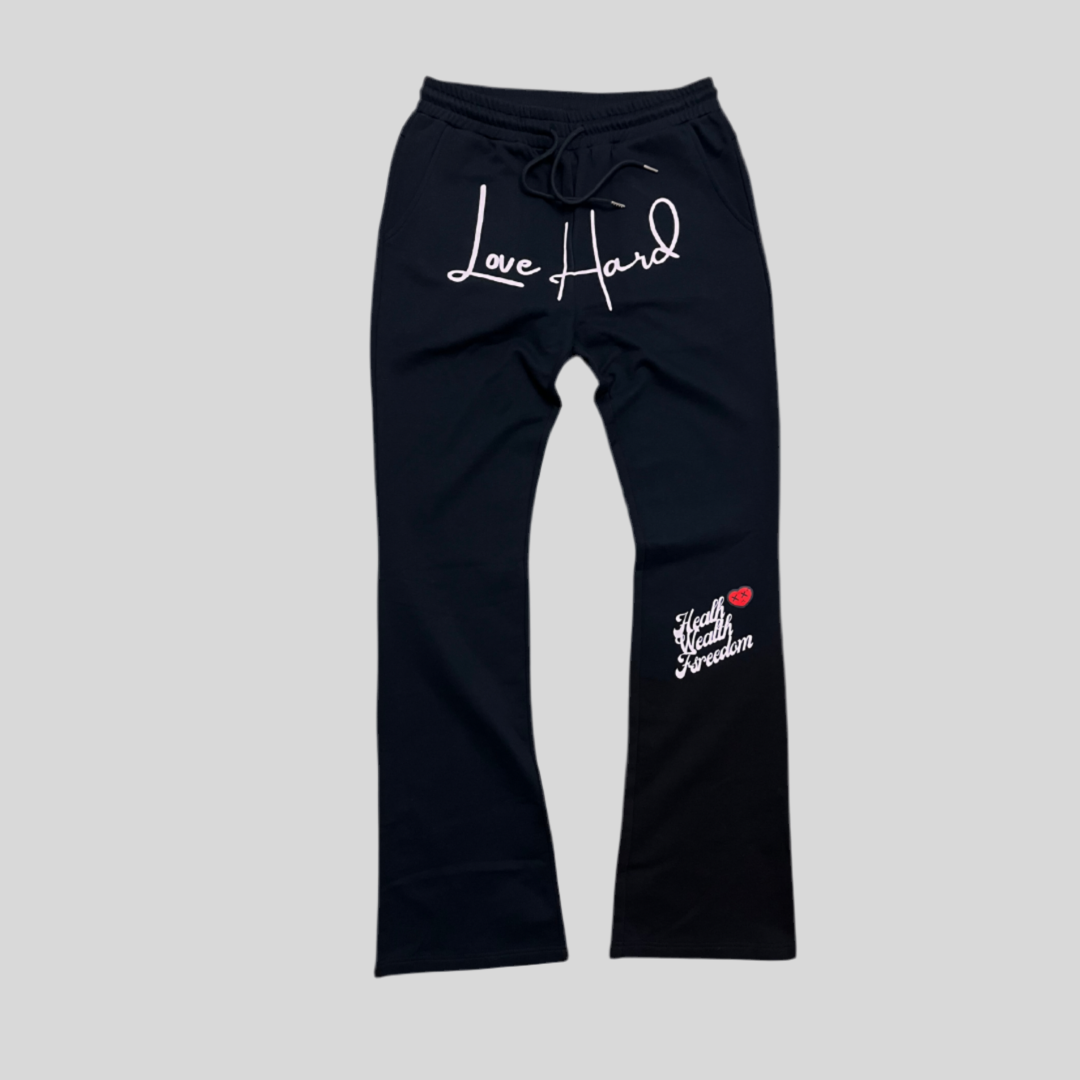 Love Hard Stacked Joggers | Black